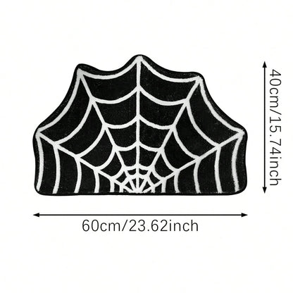 Halloween Spider Web Bath Mat – Non-Slip Indoor Rug for Spooky Home Decor