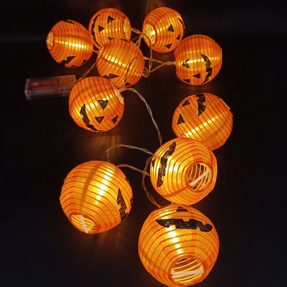 Halloween Pumpkin String Lights – 10 LED Curtain Lanterns for Festive Decoration