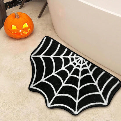 Halloween Spider Web Bath Mat – Non-Slip Indoor Rug for Spooky Home Decor