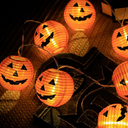 Halloween Pumpkin String Lights – 10 LED Curtain Lanterns for Festive Decoration