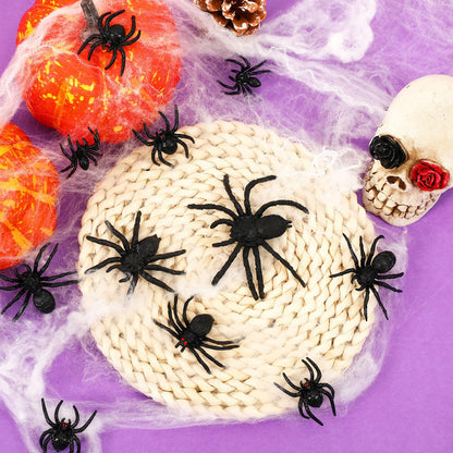 40PCS Realistic Black Plastic Spiders – Halloween Decoration & Prank Props