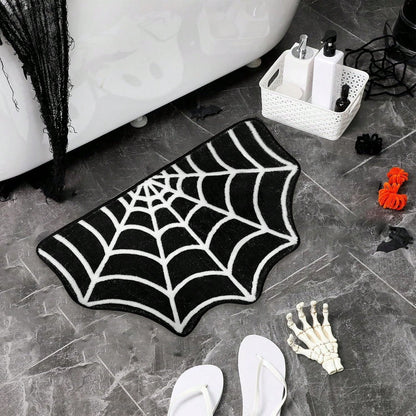 Halloween Spider Web Bath Mat – Non-Slip Indoor Rug for Spooky Home Decor