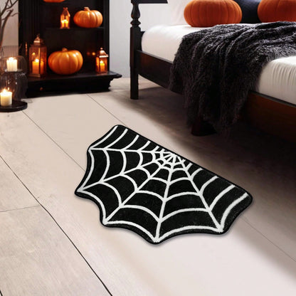 Halloween Spider Web Bath Mat – Non-Slip Indoor Rug for Spooky Home Decor