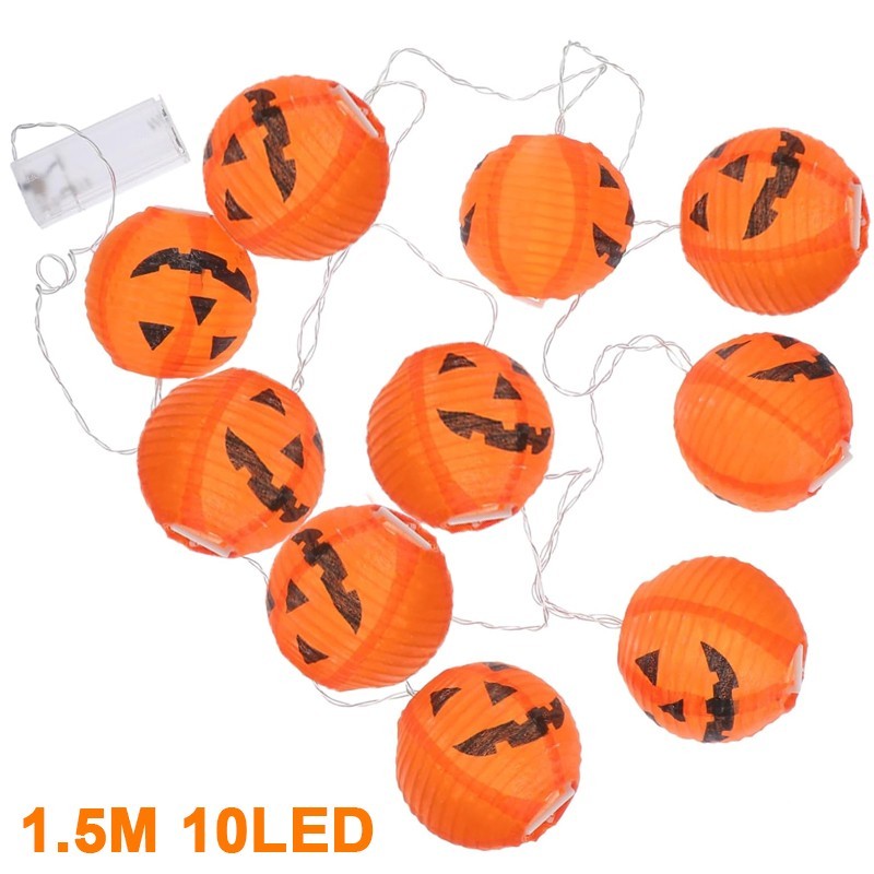 Halloween Pumpkin String Lights – 10 LED Curtain Lanterns for Festive Decoration
