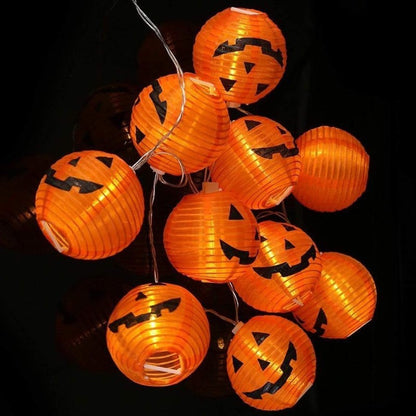 Halloween Pumpkin String Lights – 10 LED Curtain Lanterns for Festive Decoration