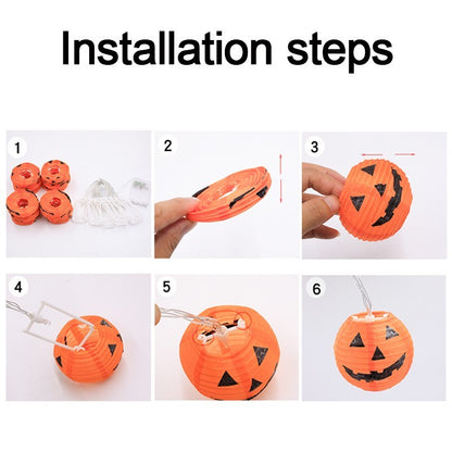 Halloween Pumpkin String Lights – 10 LED Curtain Lanterns for Festive Decoration