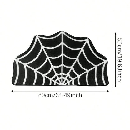 Halloween Spider Web Bath Mat – Non-Slip Indoor Rug for Spooky Home Decor