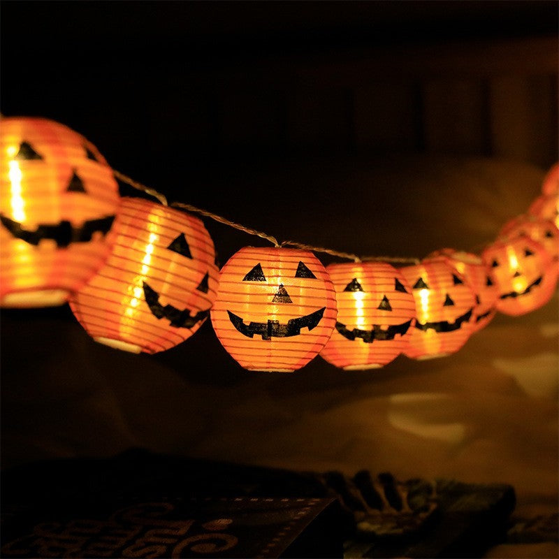 Halloween Pumpkin String Lights – 10 LED Curtain Lanterns for Festive Decoration